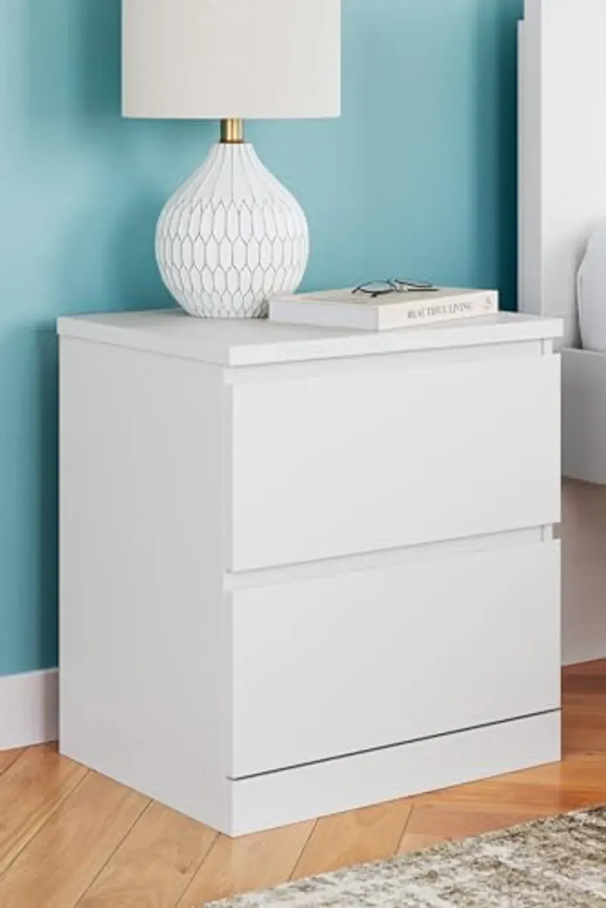 Signature Design by Ashley Onita Contemporary 2 Drawer Nightstand, 21.75" Tall, White