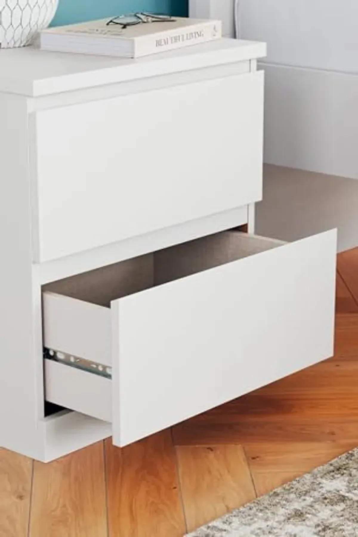 Signature Design by Ashley Onita Contemporary 2 Drawer Nightstand, 21.75" Tall, White