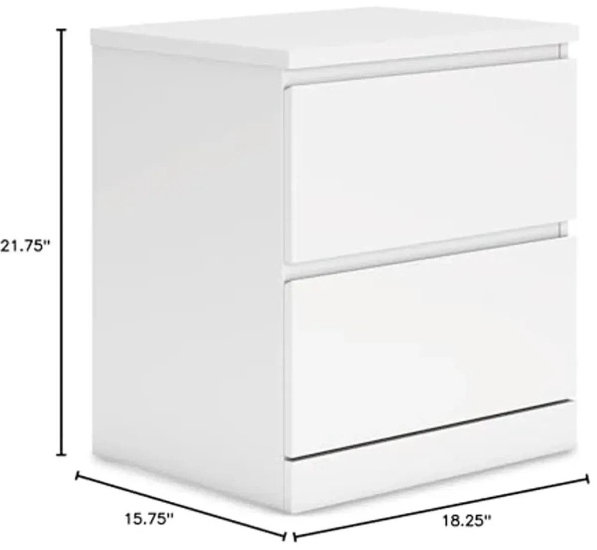 Signature Design by Ashley Onita Contemporary 2 Drawer Nightstand, 21.75" Tall, White