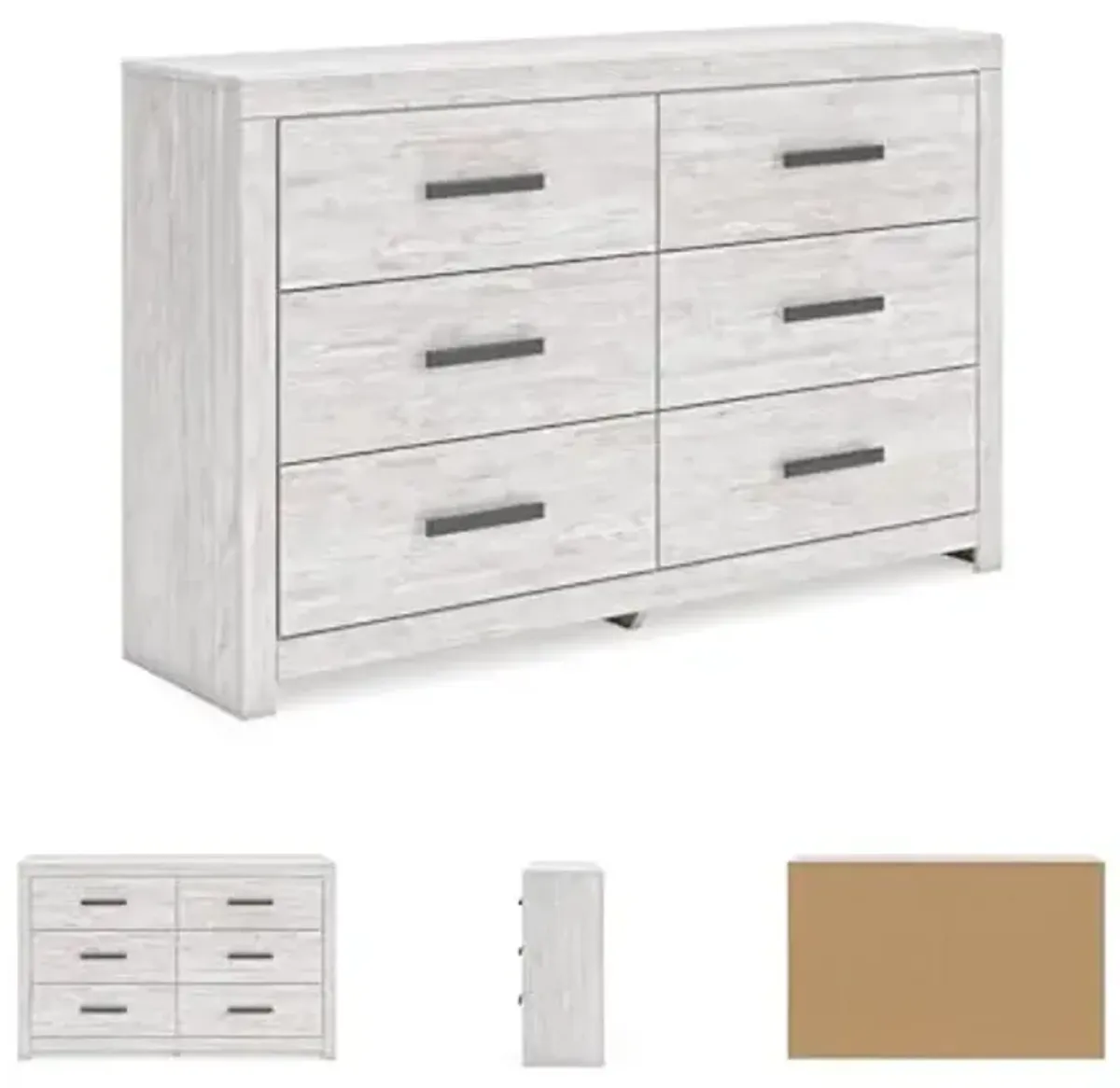 Signature Design by Ashley Cayboni Vintage 6 Drawer Dresser with Safety Stop for Bedroom, White