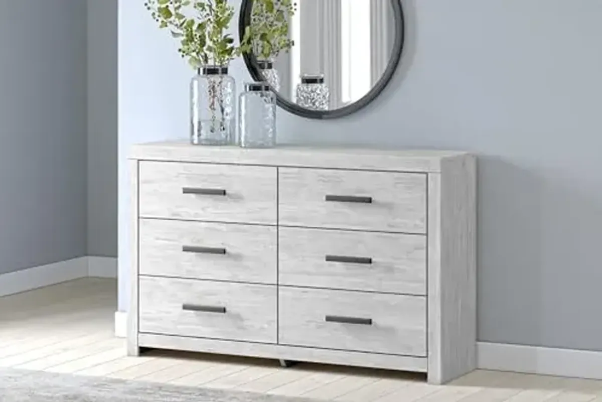 Signature Design by Ashley Cayboni Vintage 6 Drawer Dresser with Safety Stop for Bedroom, White