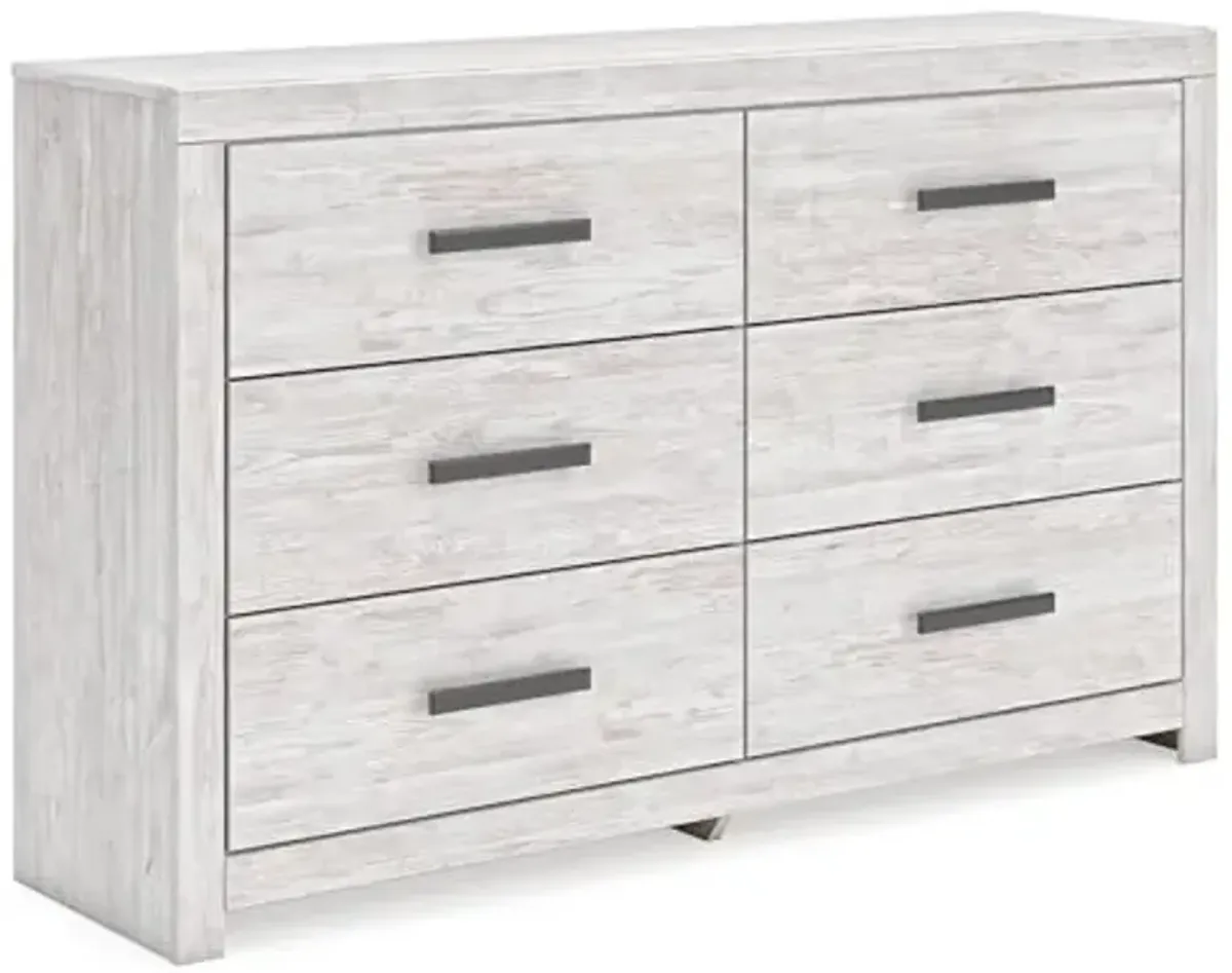 Signature Design by Ashley Cayboni Vintage 6 Drawer Dresser with Safety Stop for Bedroom, White