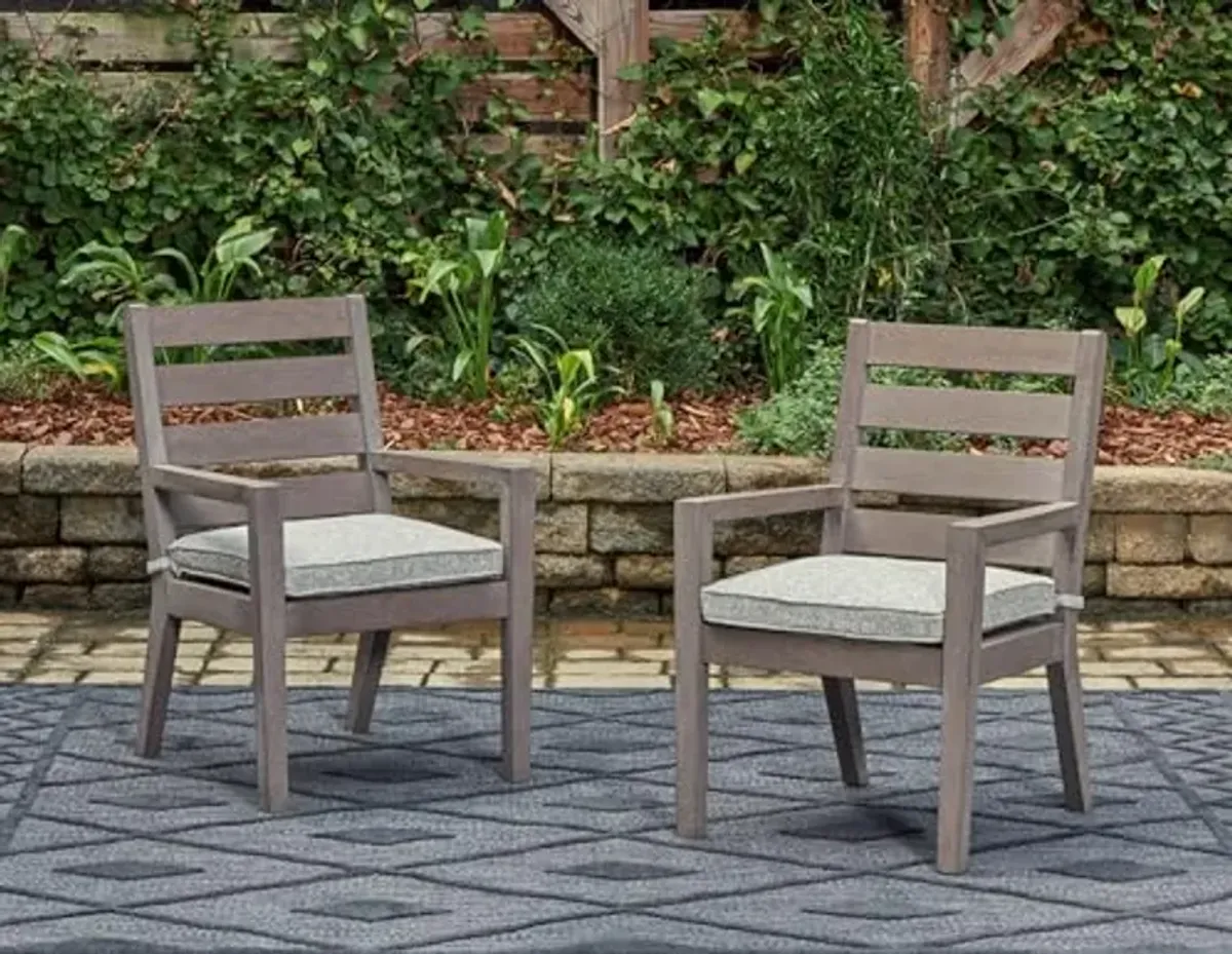 Signature Design by Ashley Hillside Barn Outdoor Dining Arm Chair, Set of 2, 25" W x 27" D x 37" H, Light Brown & Light Gray