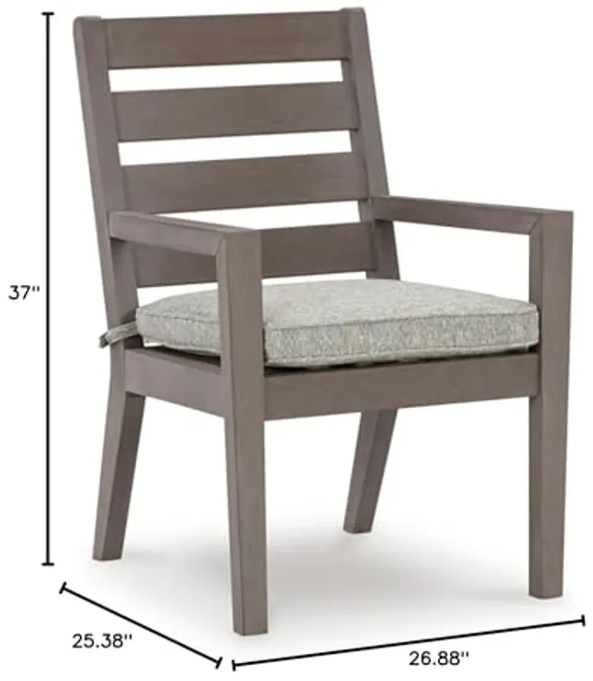 Signature Design by Ashley Hillside Barn Outdoor Dining Arm Chair, Set of 2, 25" W x 27" D x 37" H, Light Brown & Light Gray