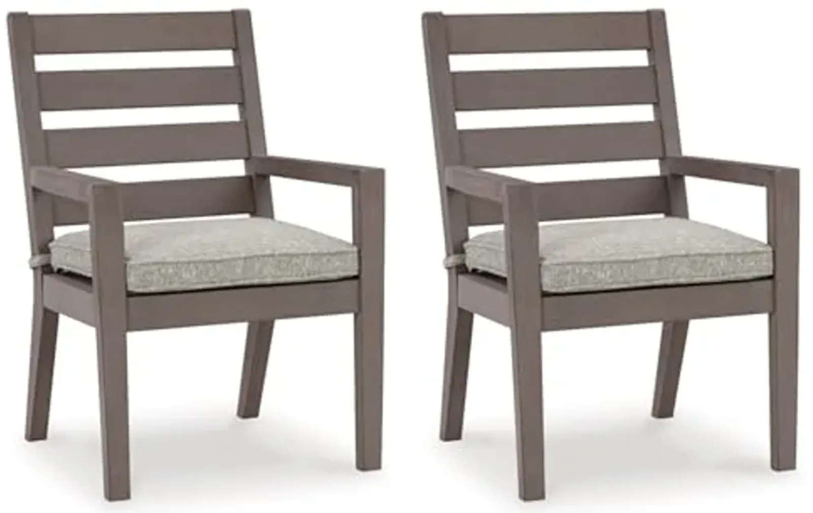 Signature Design by Ashley Hillside Barn Outdoor Dining Arm Chair, Set of 2, 25" W x 27" D x 37" H, Light Brown & Light Gray