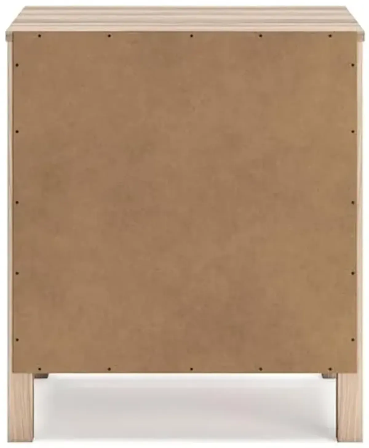 Signature Design by Ashley Battelle Mid-Century Modern 2 Drawer Nightstand with Chevron Pattern, 24.5" Tall, Light Brown