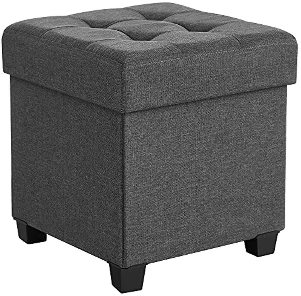 SONGMICS 2-Item Bundle - 43 Inches Folding Storage Ottoman and 15 Inches Cube Storage Ottoman, Storage Chest, Foot Rest Stool, Bedroom Bench with Storage, Dark Gray ULSF77K and ULSF14GYZ