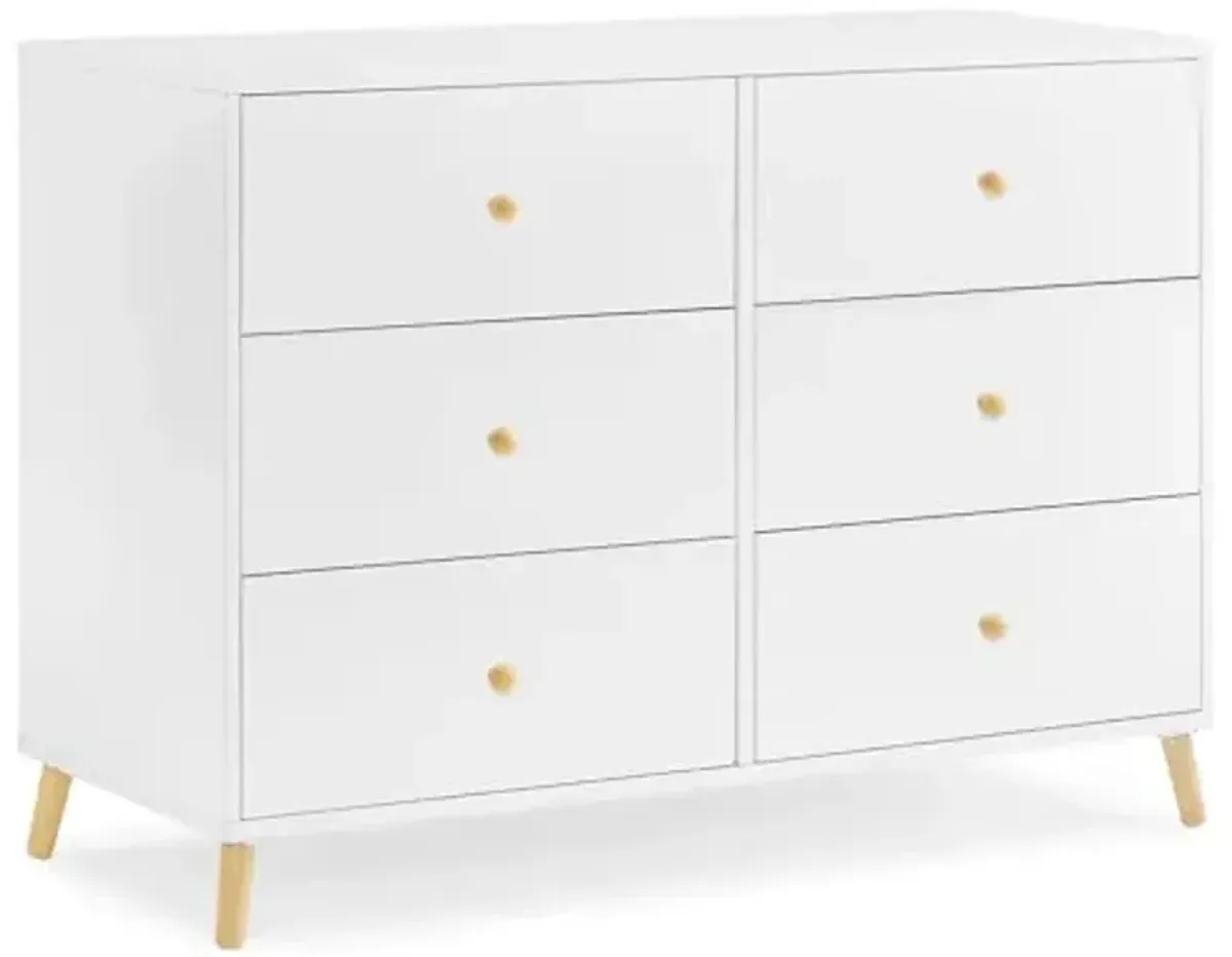 Delta Children Essex 6 Drawer Dresser and Convertible Changing Table Bundle, Bianca White/Natural