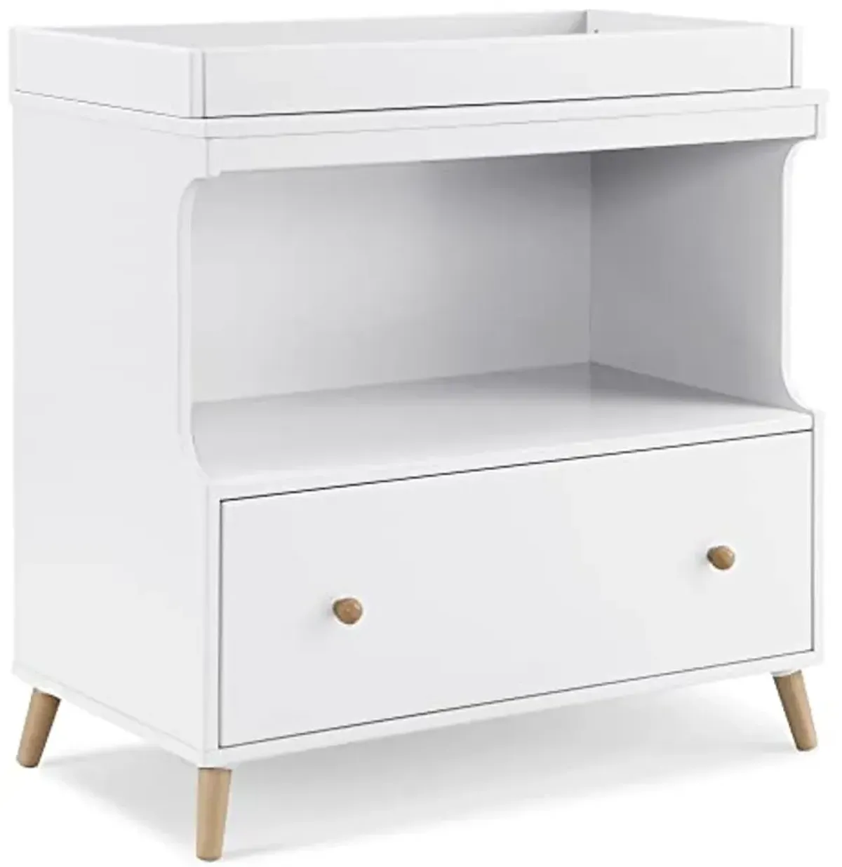 Delta Children Essex 6 Drawer Dresser and Convertible Changing Table Bundle, Bianca White/Natural