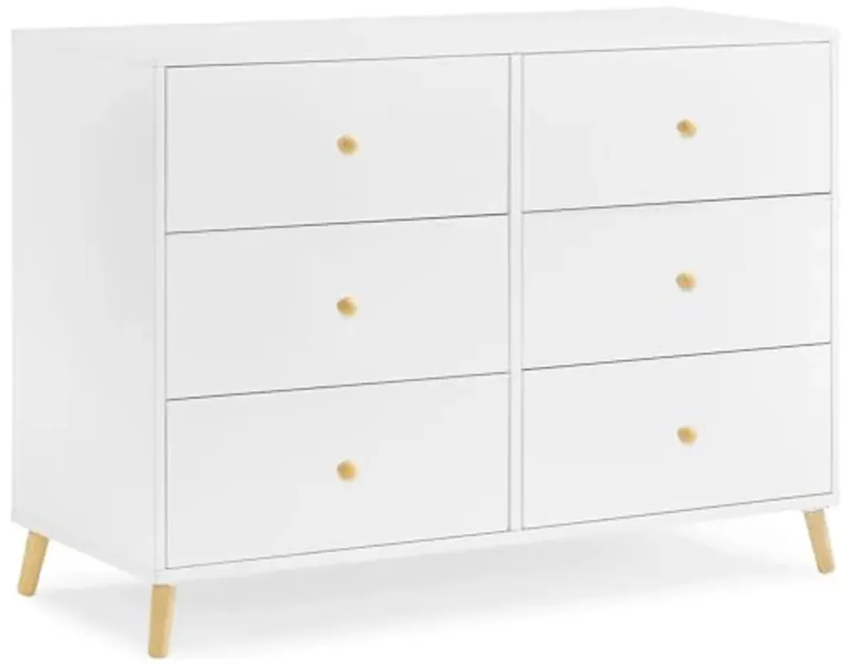 Delta Children Essex 6 Drawer Dresser and Convertible Changing Table Bundle, Bianca White/Natural