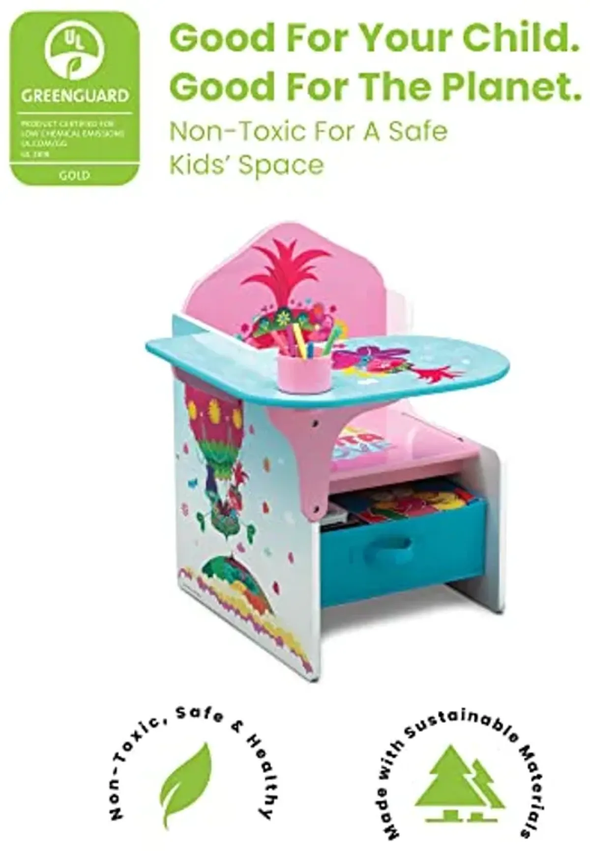 Delta Children Chair Desk Bundle - Minnie Mouse & Trolls World Tour