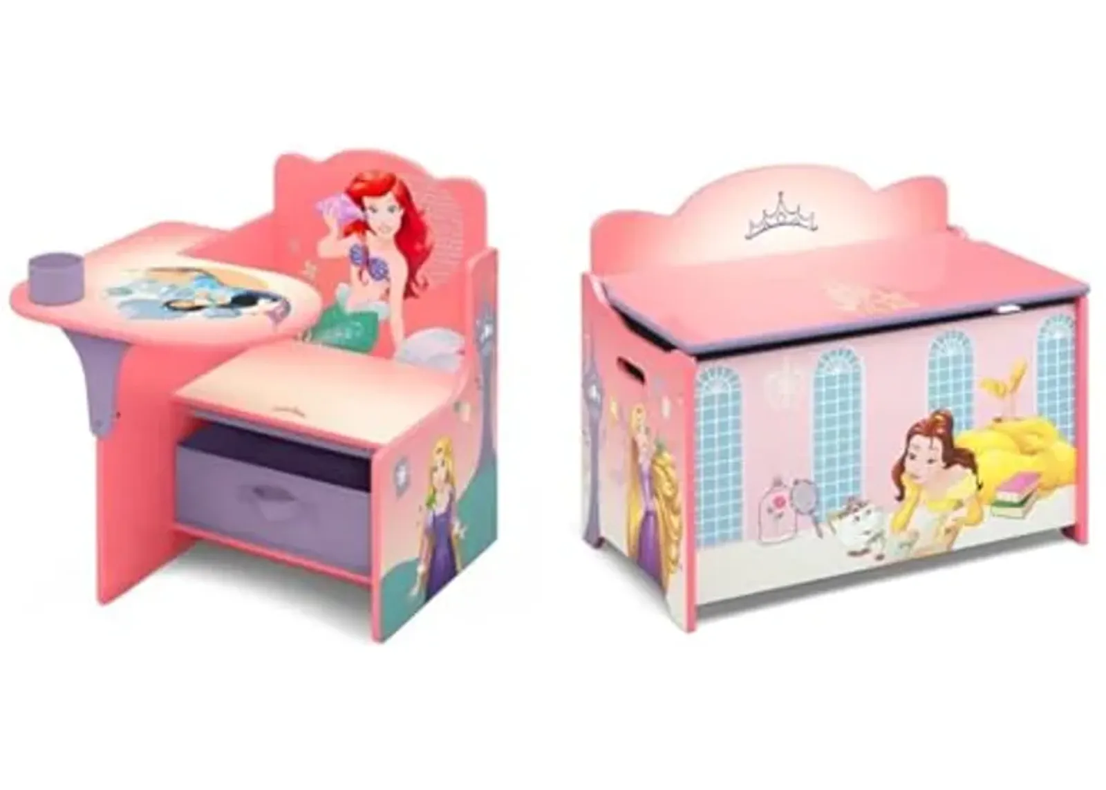 Delta Children Disney Princess Chair Desk with Storage Bin and Deluxe Toy Box