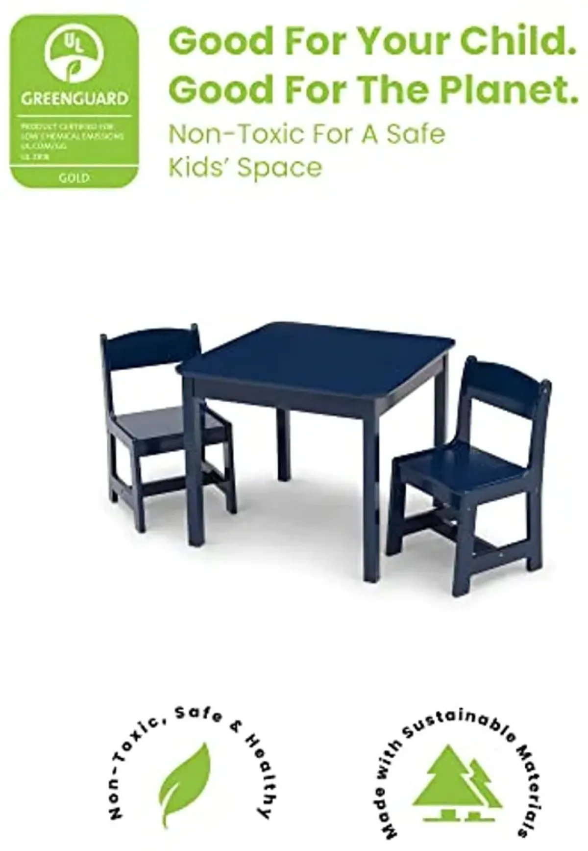 Delta Children MySize Kids Table and Chair Set with Canton Toddler Bed, Deep Blue