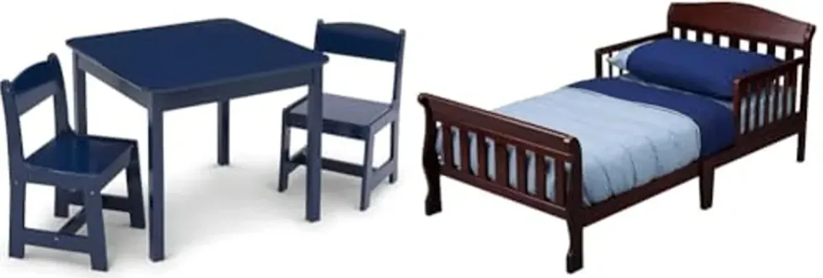 Delta Children MySize Kids Table and Chair Set with Canton Toddler Bed, Deep Blue