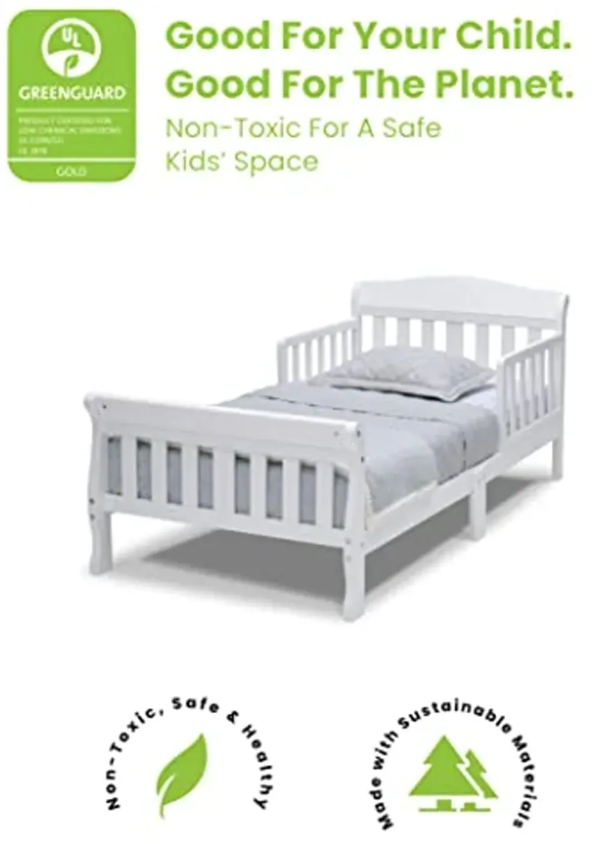 Delta Children MySize Kids Table, 2 Chairs & Canton Toddler Bed Set - Bianca White