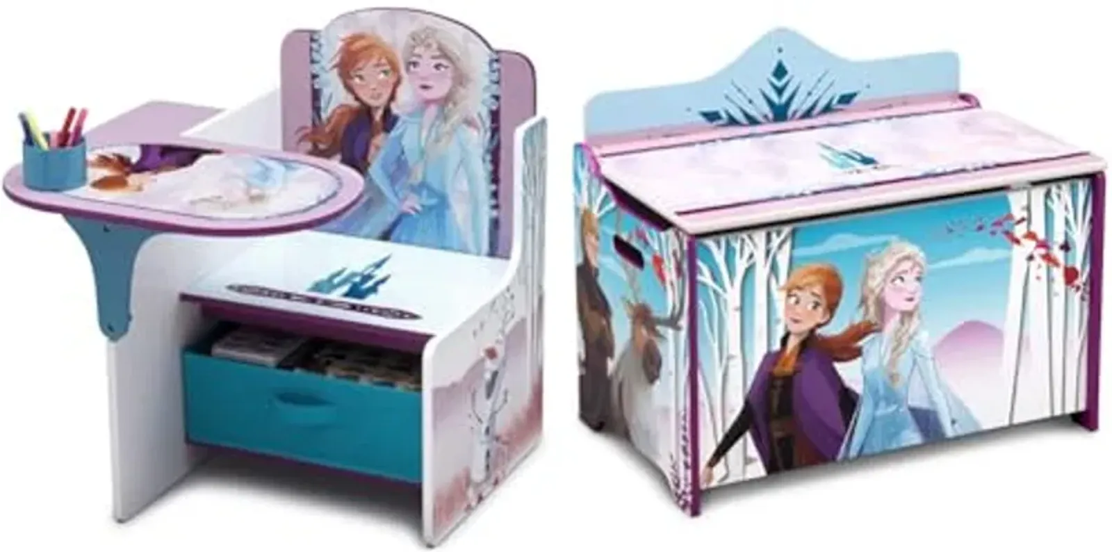 Delta Children Disney Frozen II Chair Desk with Storage Bin and Deluxe Toy Box