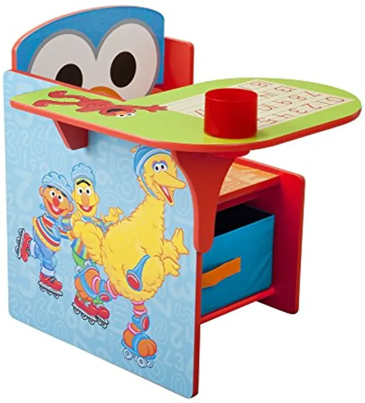 Delta Children Sesame Street and Princess Crown Chair Desks with Storage Bins, White/Pink and Sesame Street