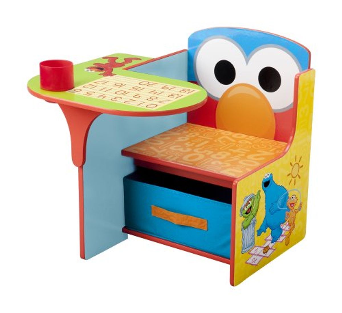 Delta Children Sesame Street and Princess Crown Chair Desks with Storage Bins, White/Pink and Sesame Street