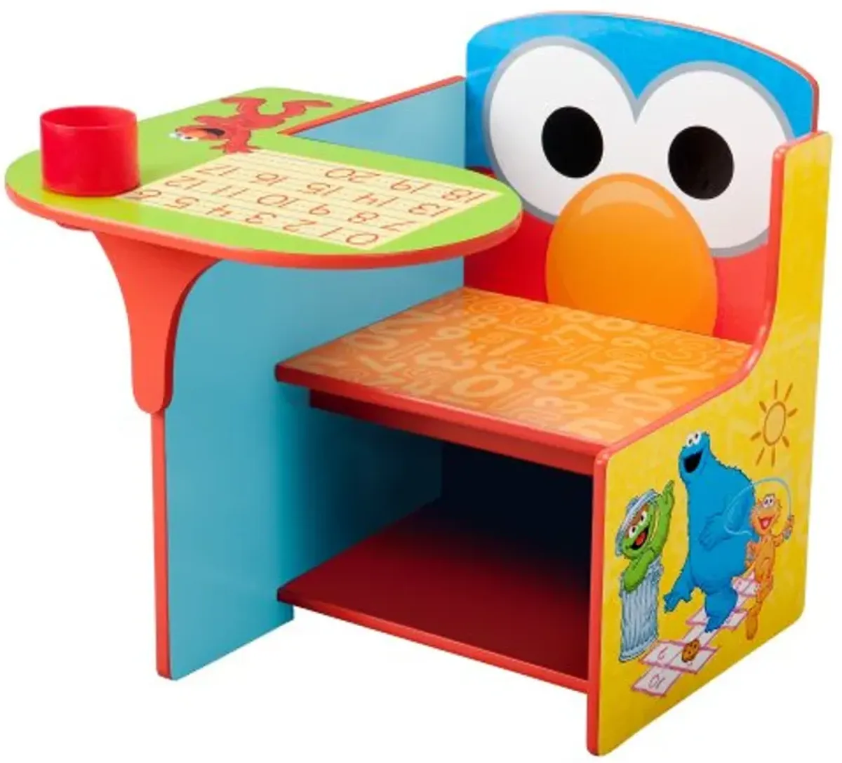 Delta Children Sesame Street and Princess Crown Chair Desks with Storage Bins, White/Pink and Sesame Street