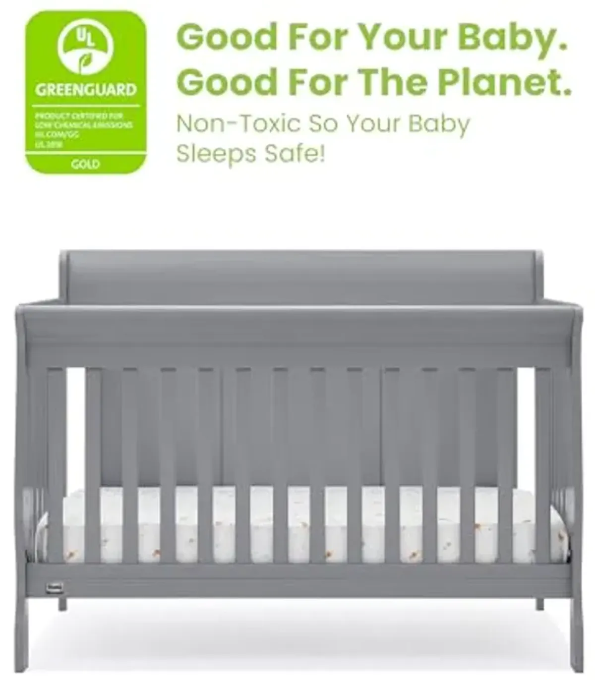 Simmons Kids Carter 6-in-1 Convertible Crib - Greenguard Gold Certified, Grey