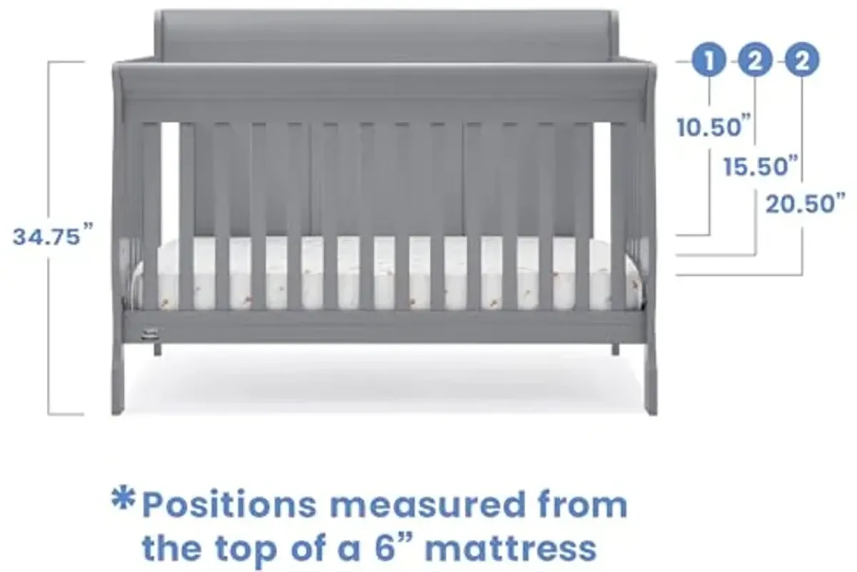 Simmons Kids Carter 6-in-1 Convertible Crib - Greenguard Gold Certified, Grey