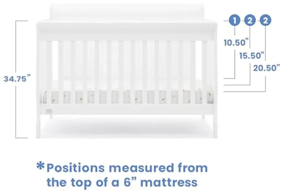 Delta Children Simmons Kids Carter 6-in-1 Convertible Crib - Greenguard Gold Certified, Bianca White