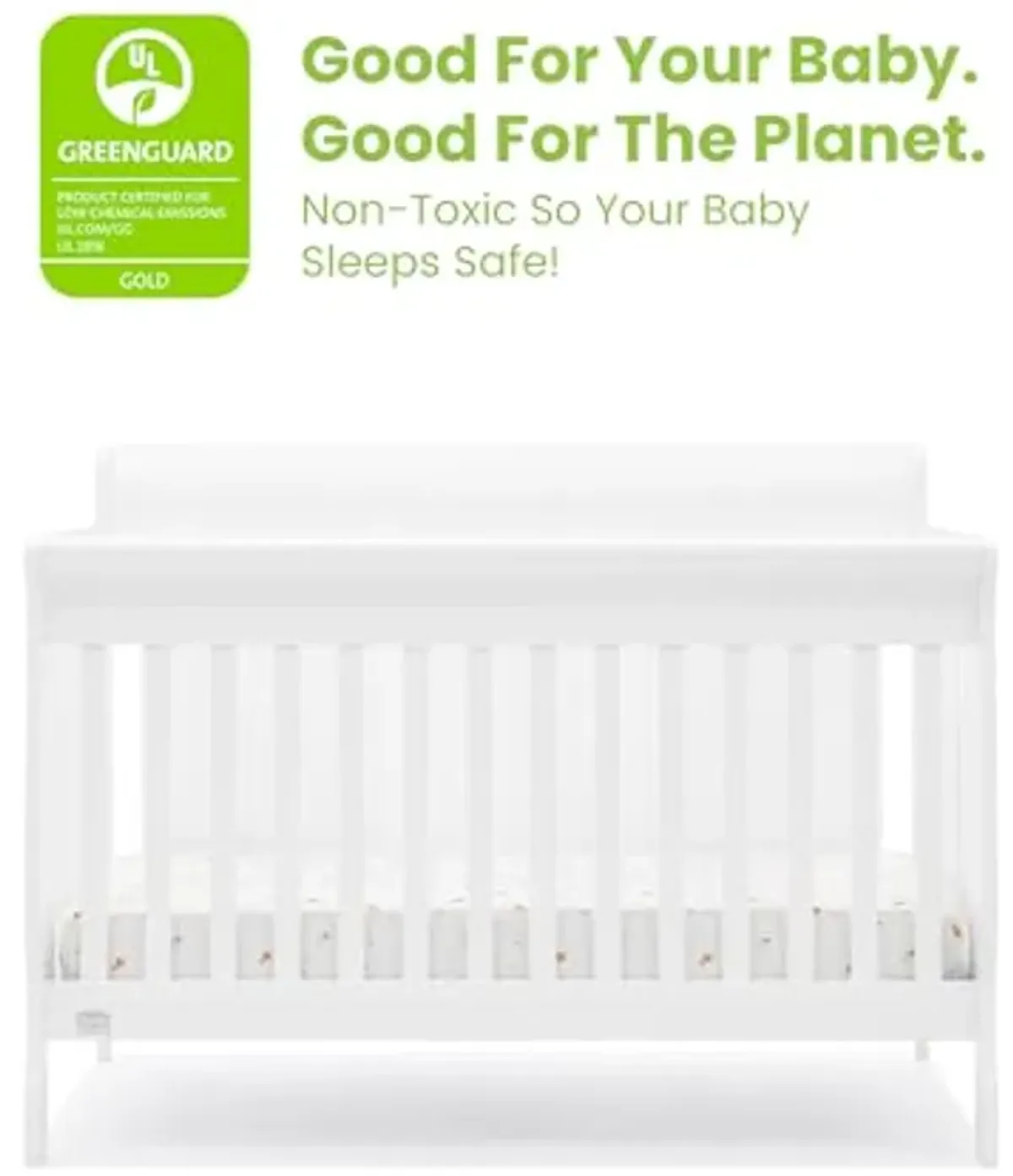 Delta Children Simmons Kids Carter 6-in-1 Convertible Crib - Greenguard Gold Certified, Bianca White