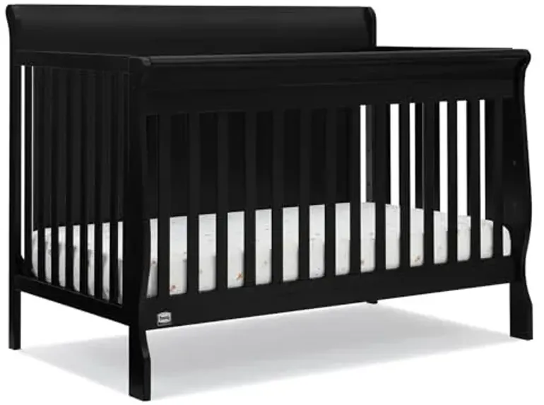 Simmons Kids Carter 6-in-1 Convertible Crib - Greenguard Gold Certified, Black Ebony