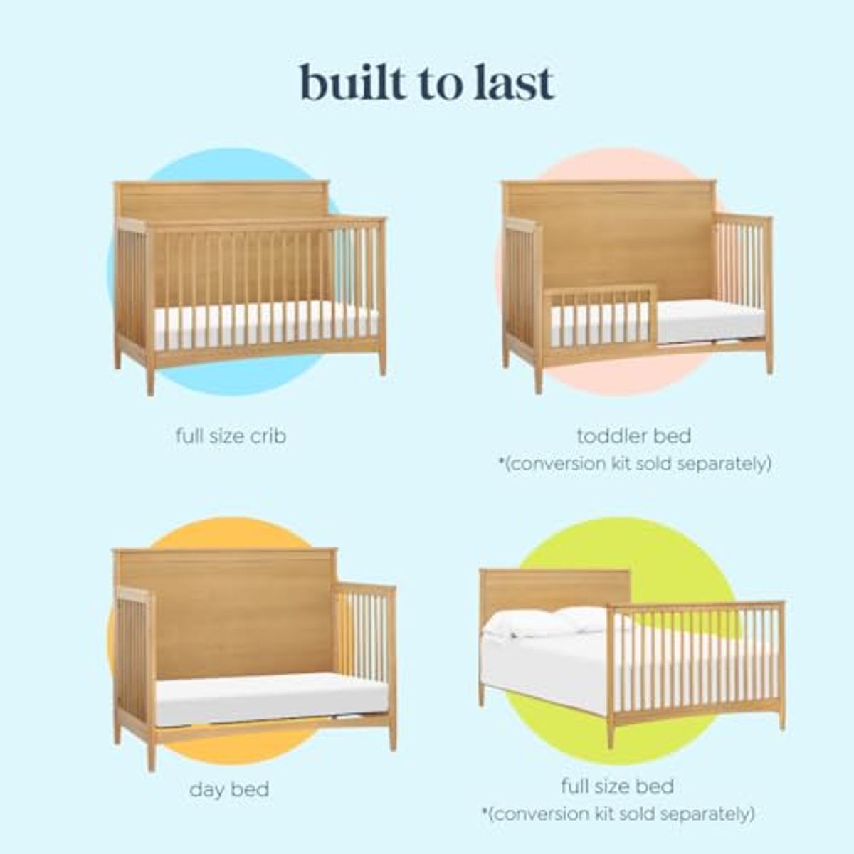 DaVinci Frem 4-in-1 Convertible Crib in Honey, GREENGUARD Gold Certified