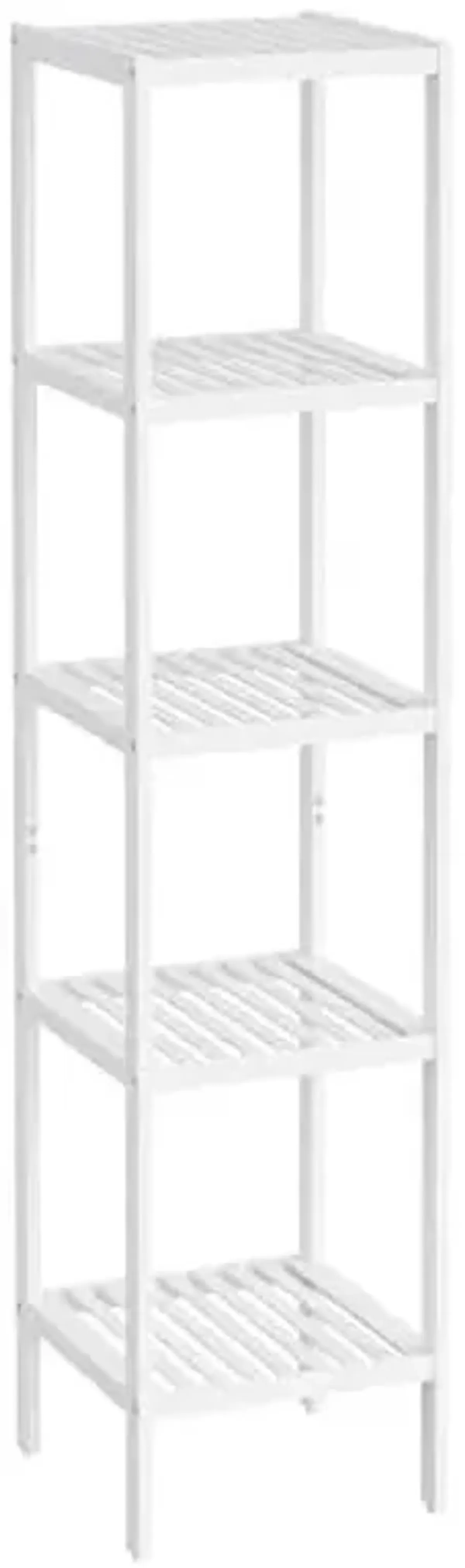 SONGMICS Bamboo Storage Shelf, 5-Tier Shelving Unit, Multifunctional, in The Entryway, Bathroom, Living Room, Balcony, Kitchen, 13 x 13 x 57.5 Inches, Cloud White UBCB055W01