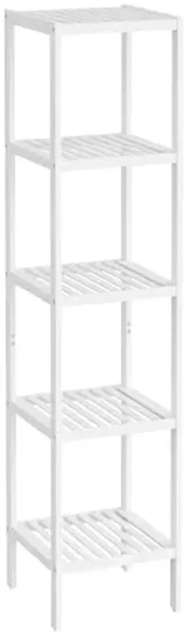 SONGMICS Bamboo Storage Shelf, 5-Tier Shelving Unit, Multifunctional, in The Entryway, Bathroom, Living Room, Balcony, Kitchen, 13 x 13 x 57.5 Inches, Cloud White UBCB055W01