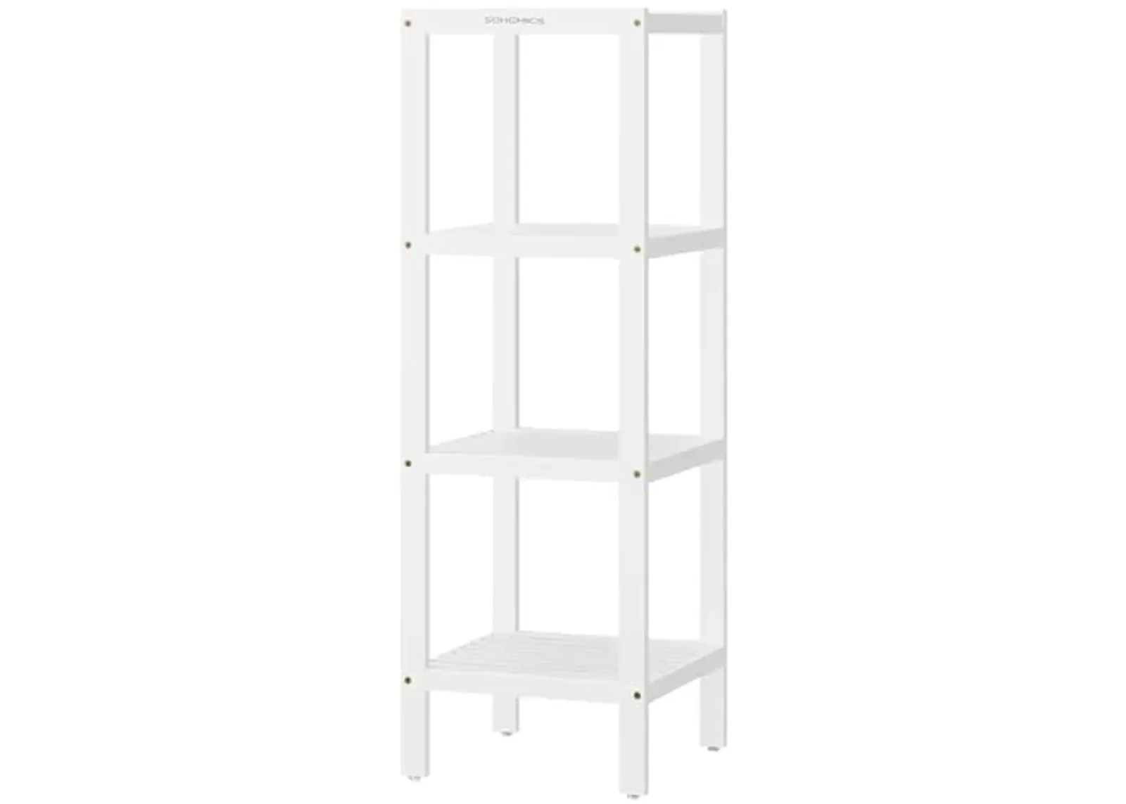 SONGMICS 4-Tier Bamboo Bathroom Shelf, Narrow Shelving Unit, Multifunctional Storage Rack, Corner Rack, for Kitchen, Living Room, Bedroom, Entryway, Bathroom, Cloud White UBCB054W01