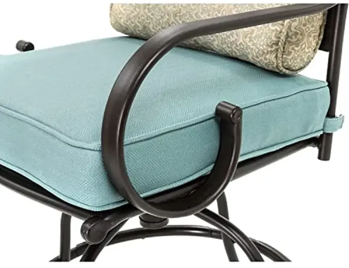 Hanover Blue Set of 2 Replacement Accent Montclair High Bar Chairs in Ocean, Weather-Resistant Seat Cushions and Lumbar Pillows for Outdoor Dining Set, 2pc