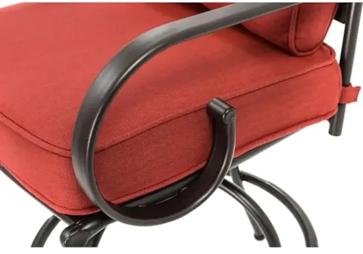 Hanover Chili Red Set of 2 Replacement Accent Montclair High Bar Chairs, Weather-Resistant Seat Cushions and Lumbar Pillows for Outdoor Dining Set, 2pc