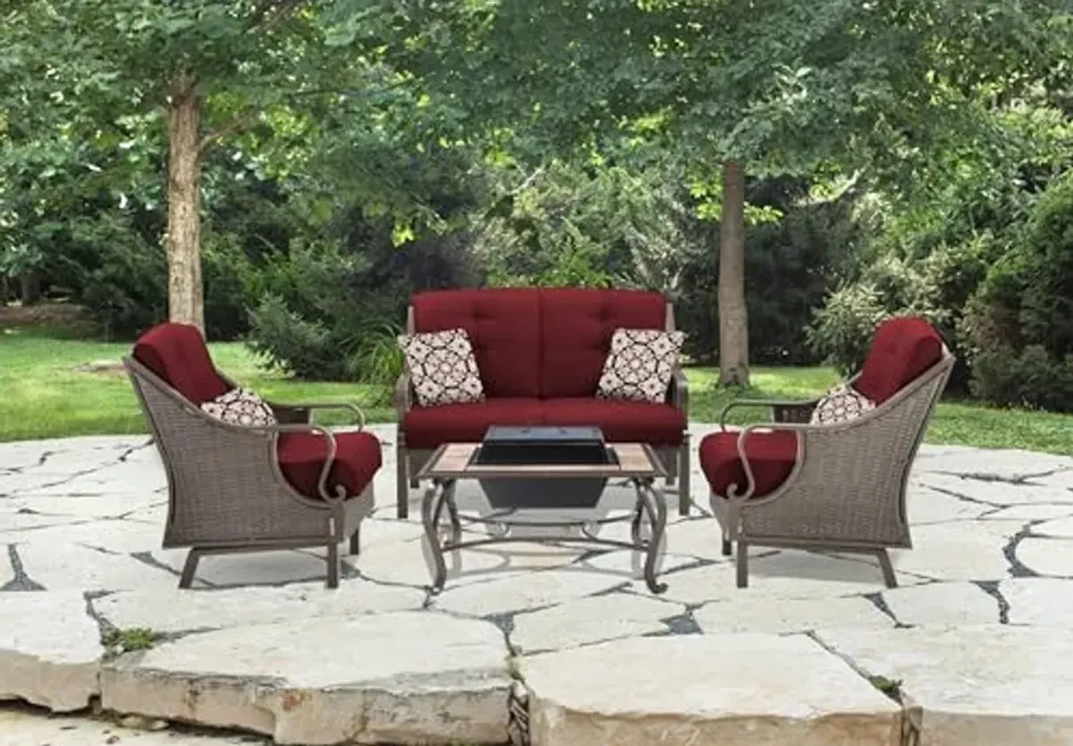 Hanover Red Replacement Ventura 4-piece Crimson, Weather-Resistant Seat and Back Cushions for Outdoor Armchair and Loveseat Set, Standard