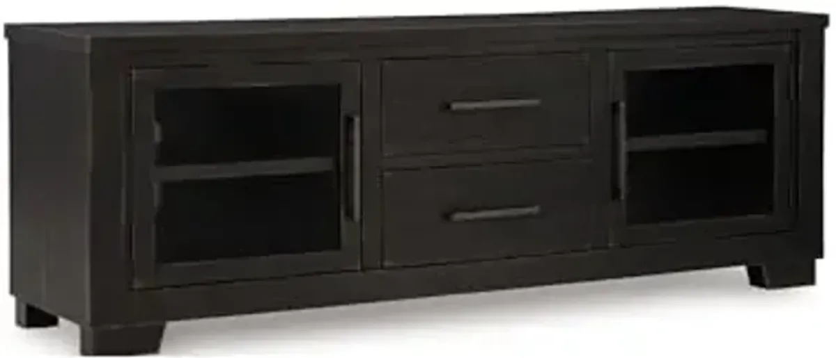 Signature Design by Ashley Galliden Urban 2-Drawer 80" TV Stand for TVs up to 91" with Adjustable Shelves, Cabinets, Cord Openings, Black