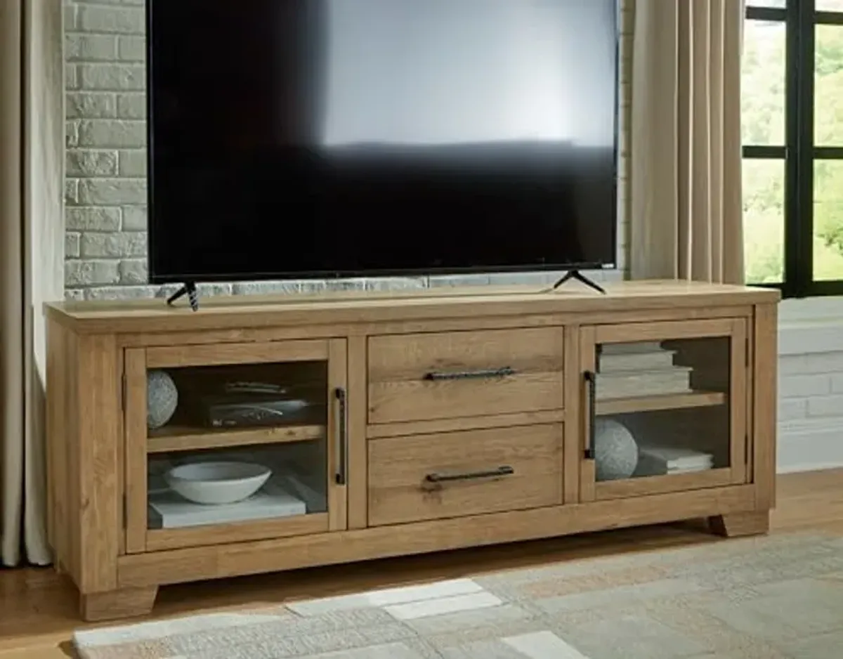 Signature Design by Ashley Galliden 80" TV Stand, 79" W x 20" D x 28" H, Light Brown