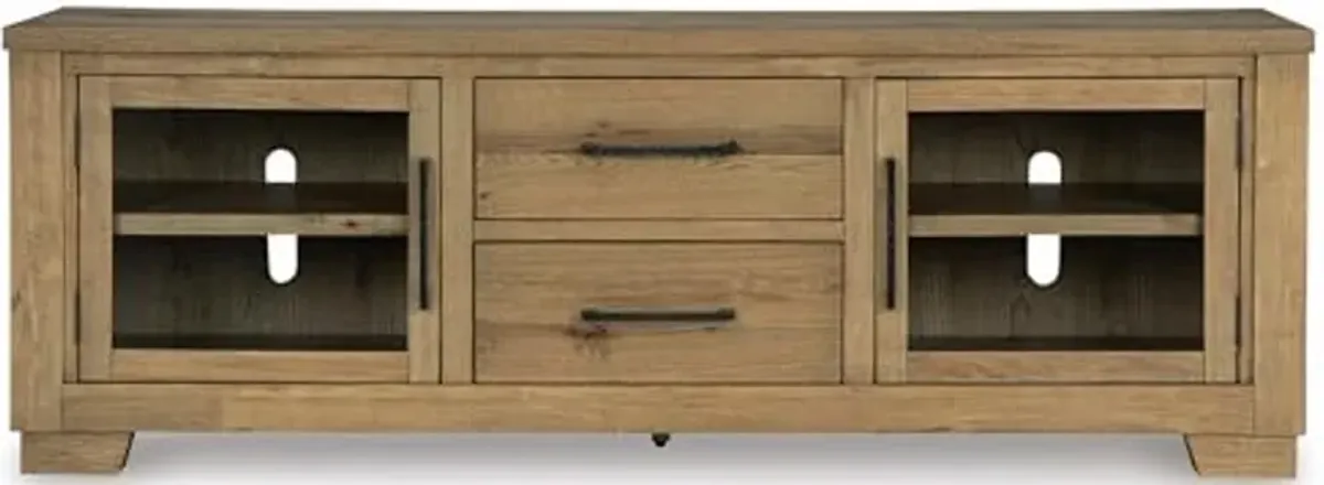 Signature Design by Ashley Galliden 80" TV Stand, 79" W x 20" D x 28" H, Light Brown