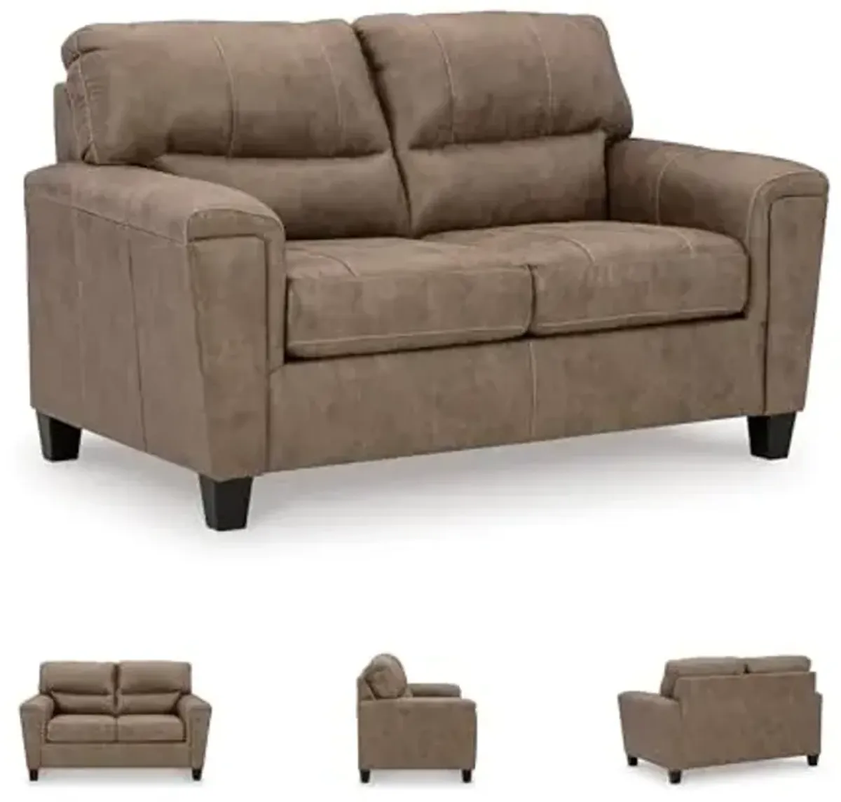 Signature Design by Ashley Navi Modern Loveseat with Removable Cushions, Dark Brown