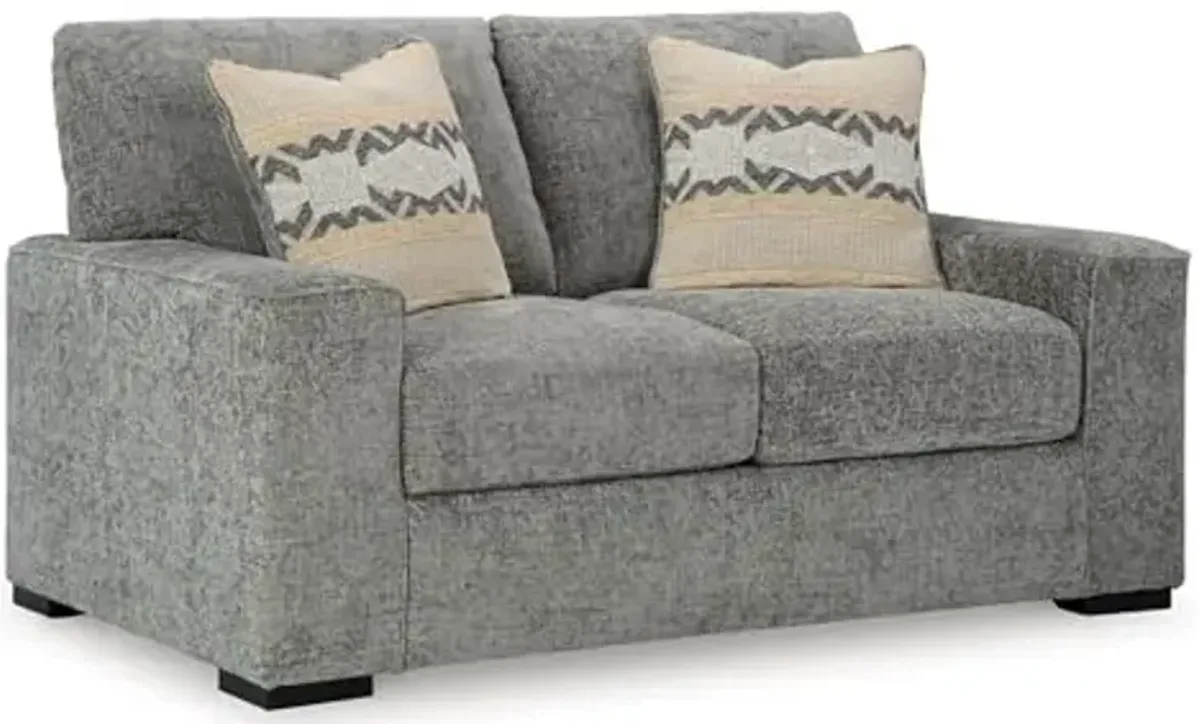 Signature Design by Ashley Dunmor Contemporary Loveseat with Reversible Cushions, Gray