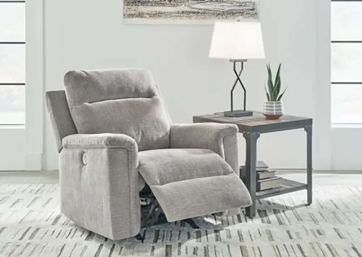 Signature Design by Ashley Barnsana Casual Power Rocker Recliner with USB Port, Light Gray