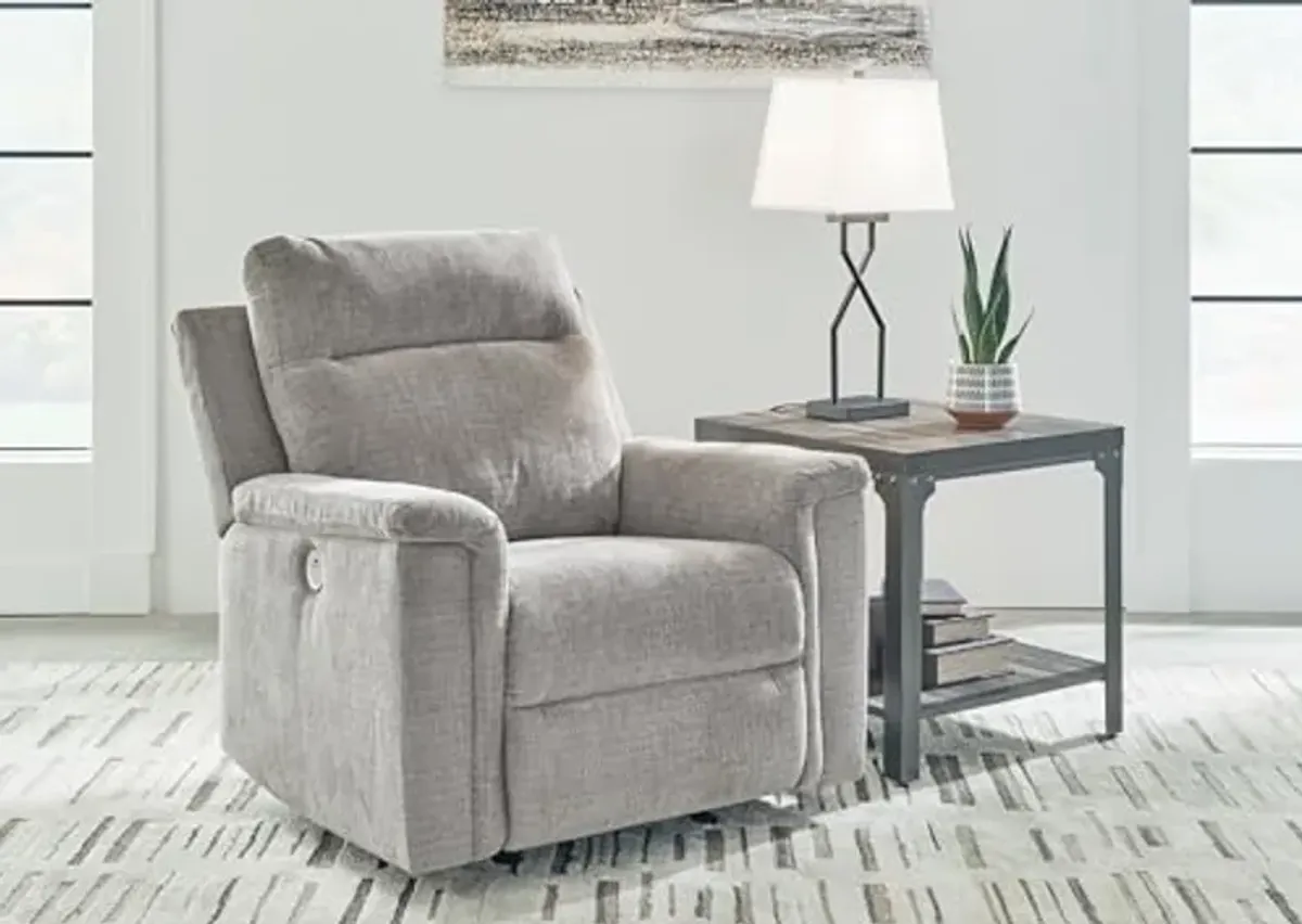 Signature Design by Ashley Barnsana Casual Power Rocker Recliner with USB Port, Light Gray