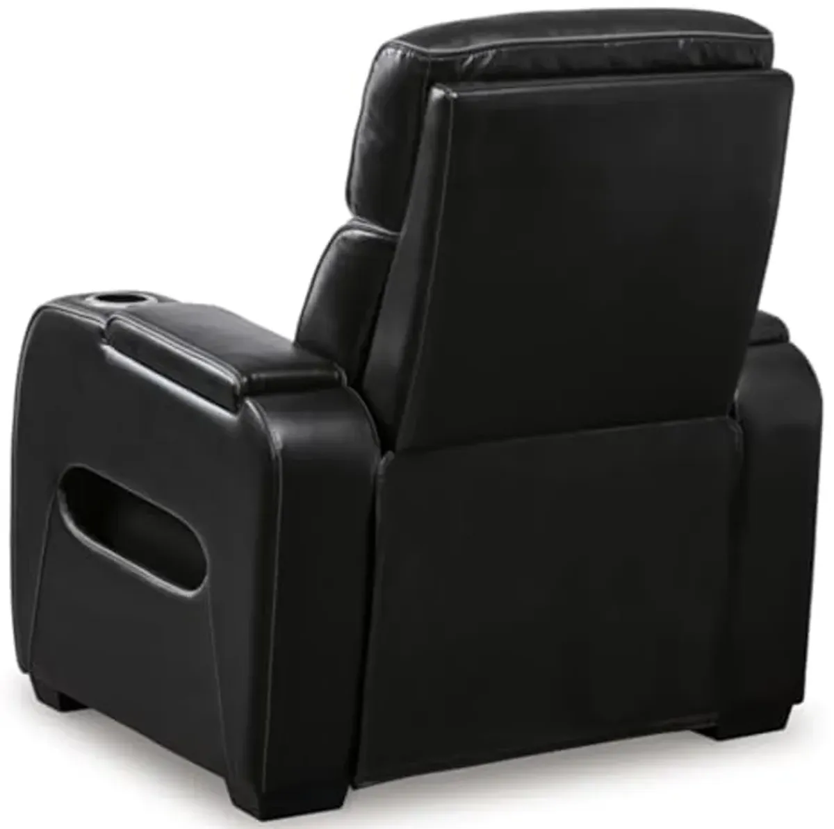 Signature Design by Ashley Boyington Contemporary Leather Match Power Recliner with Adjustable Headrest, Cup Holders, USB Port and Air Massage System, Black