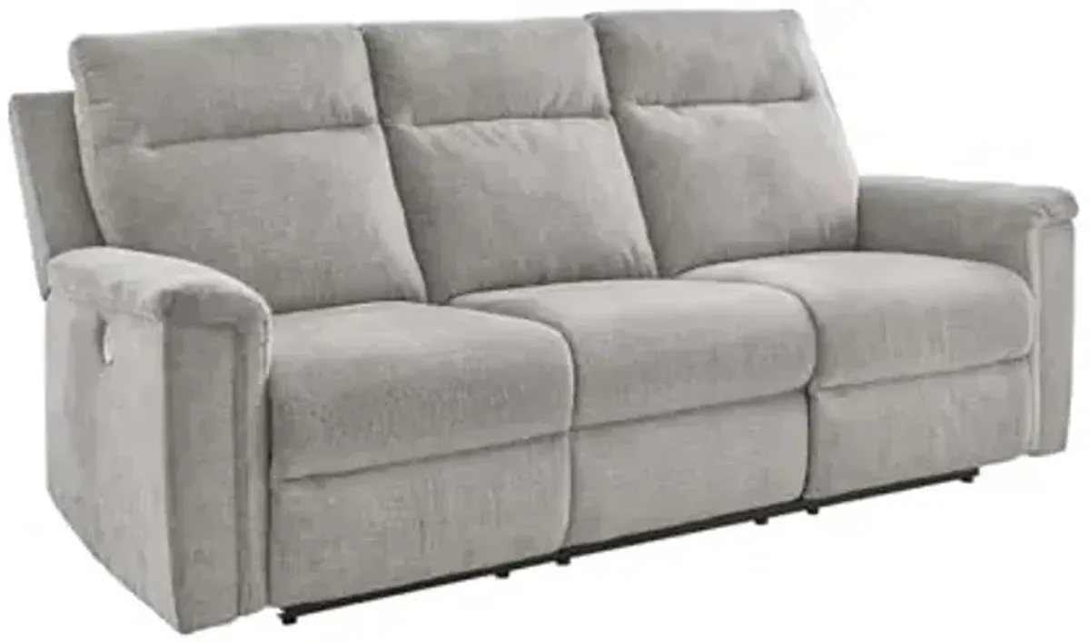 Signature Design by Ashley Barnsana Minimalist Power Reclining Sofa with USB Charging Ports, Light Gray