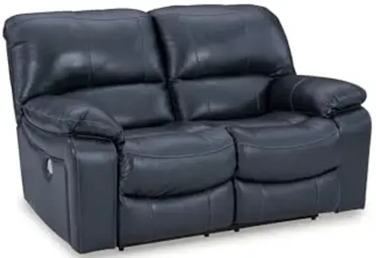 Signature Design by Ashley Leesworth Modern Power Reclining Loveseat with USB Charging Ports, Blue