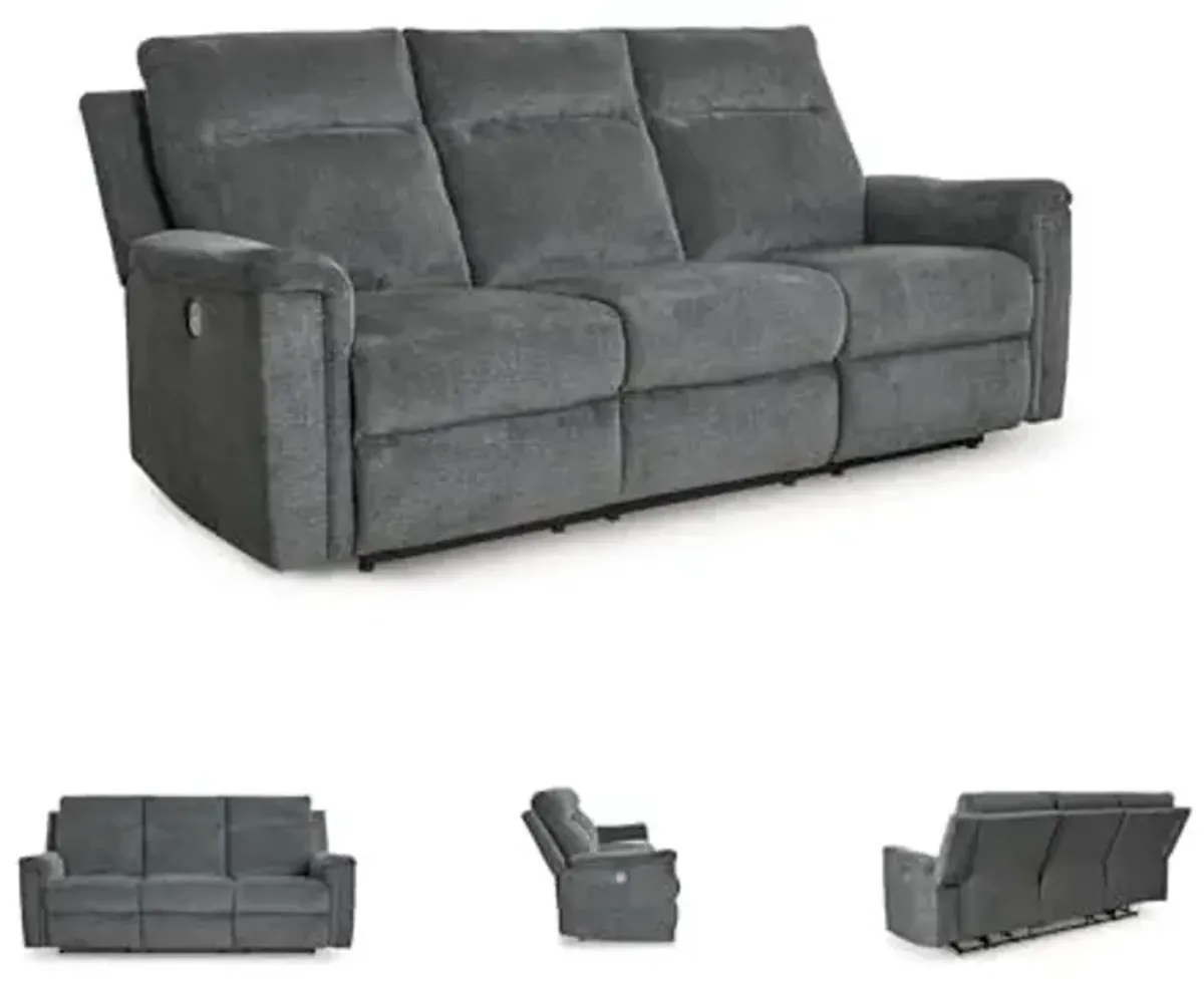 Signature Design by Ashley Barnsana Minimalist Power Reclining Sofa with USB Charging Ports, Gray