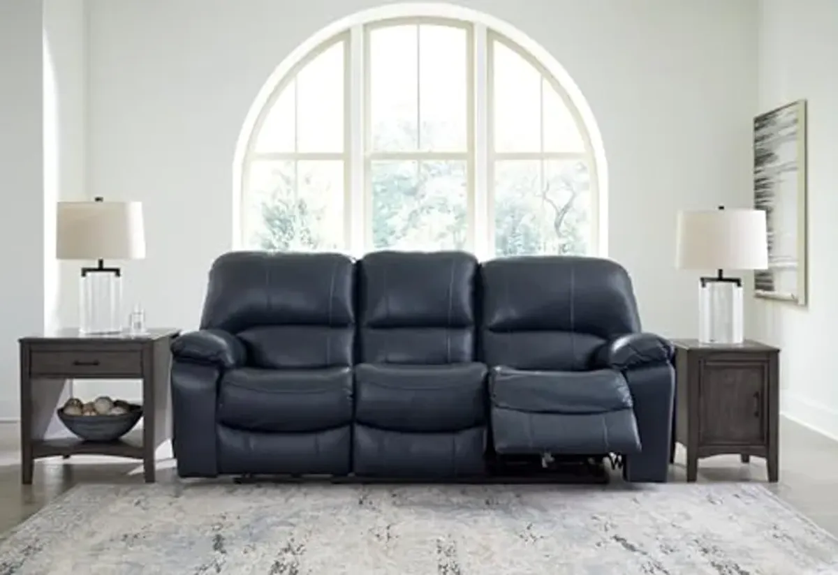 Signature Design by Ashley Leesworth Modern Leather Match Power Reclining Sofa with USB Charging Ports, Blue