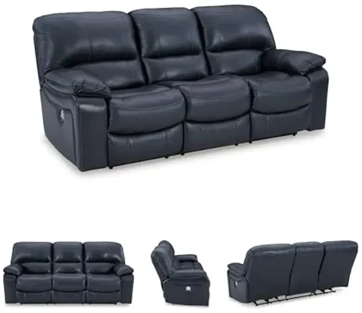 Signature Design by Ashley Leesworth Modern Power Reclining Sofa with USB Charging Ports, Blue