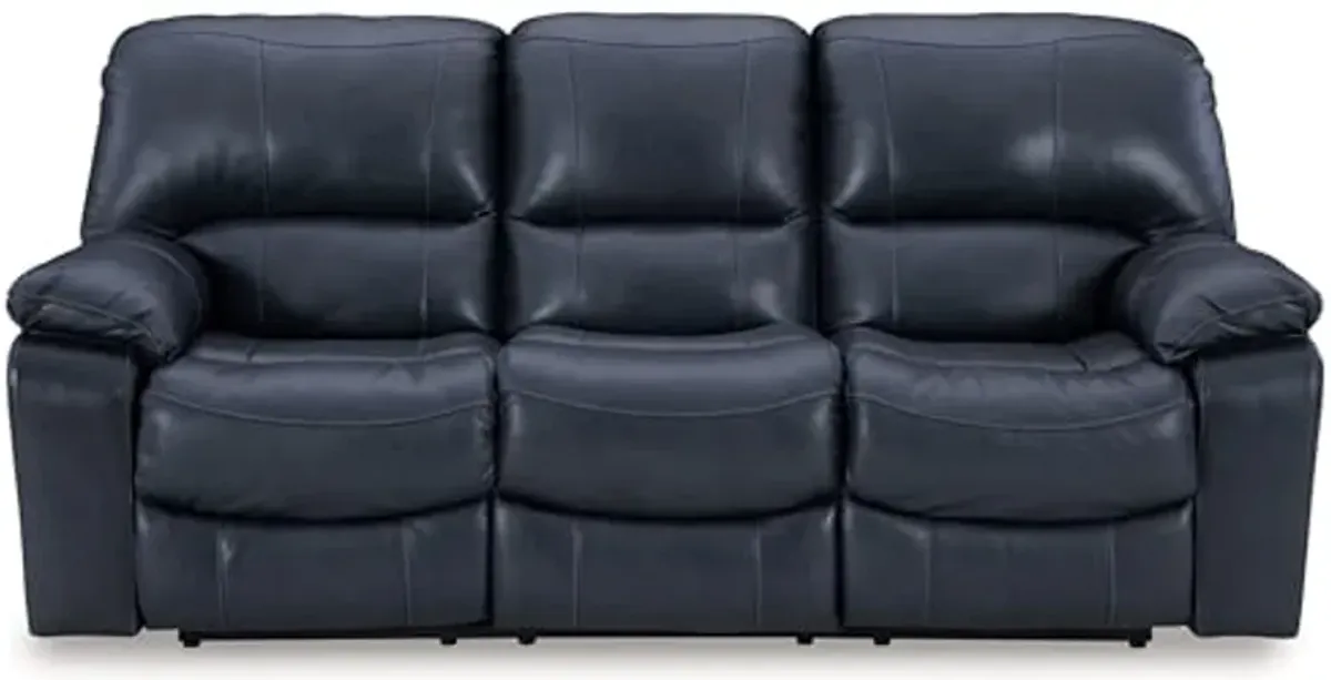 Signature Design by Ashley Leesworth Modern Leather Match Power Reclining Sofa with USB Charging Ports, Blue