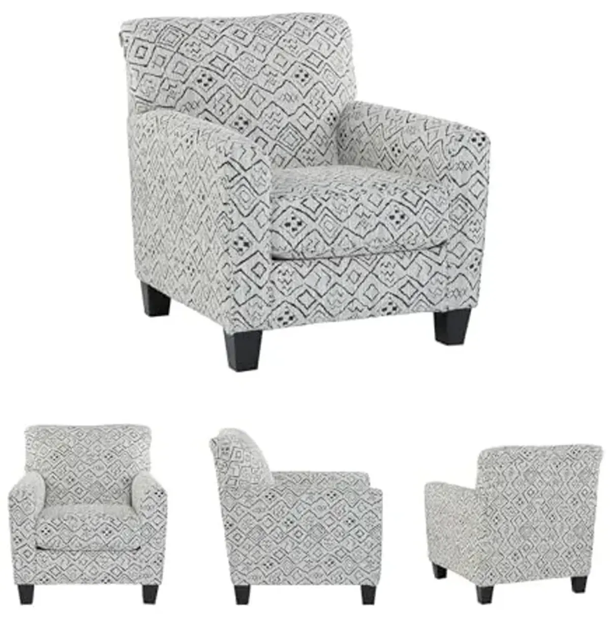 Signature Design by Ashley Hayesdale Modern Accent Chair with Removable Cushions and Tapered Legs, Black & Gray